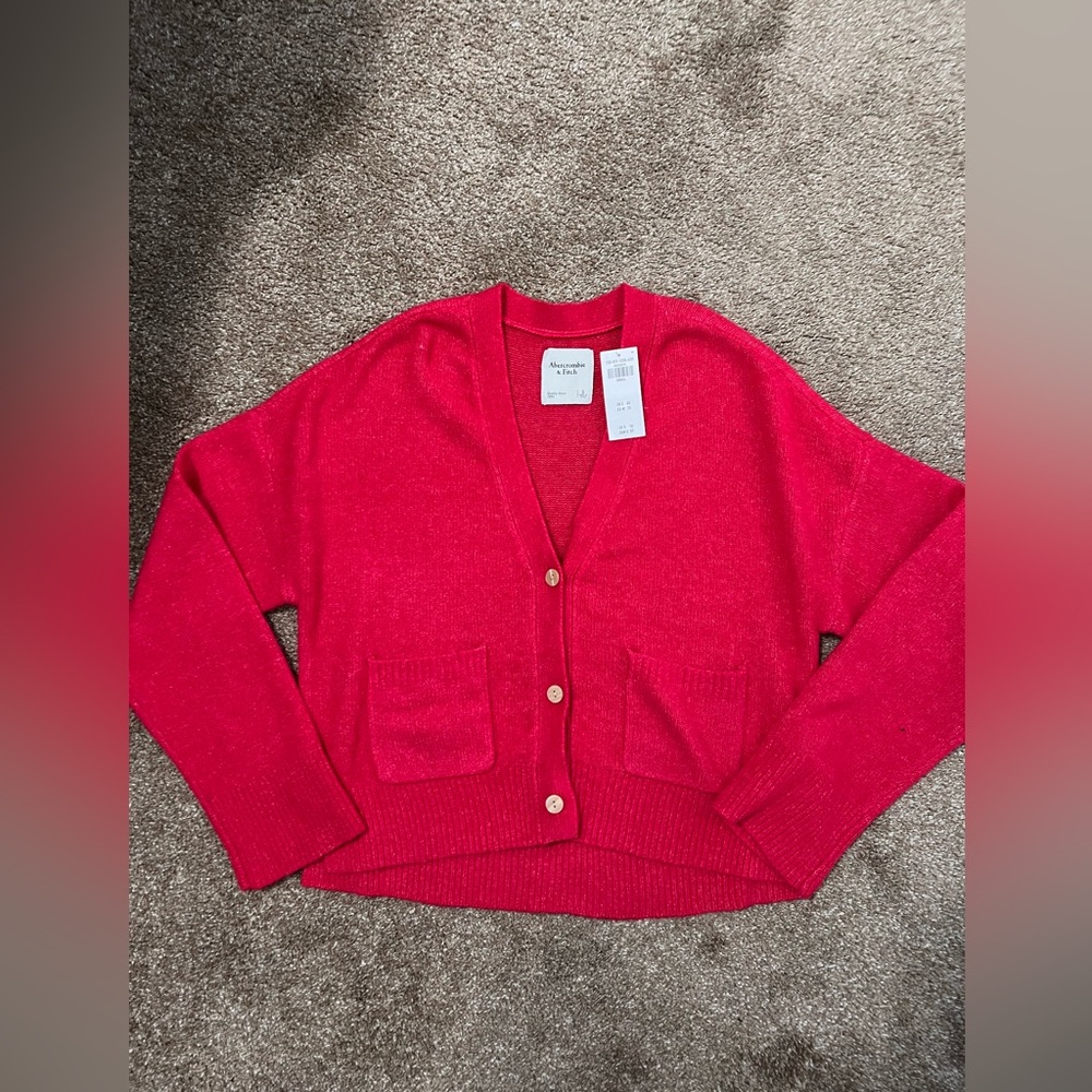 NWT Abercrombie and Fitch cropped cardigan pink